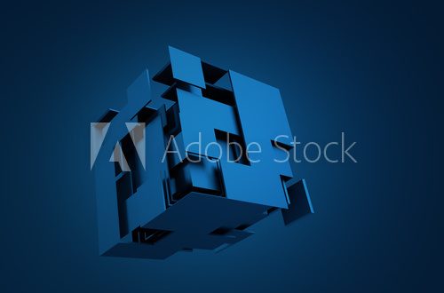 Fototapeta Abstract 3D Rendering of Flying Cube.
