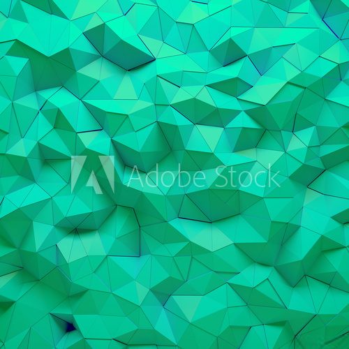 Fototapeta Abstract green 3D geometric polygon facet background mosaic made by edgy triangles