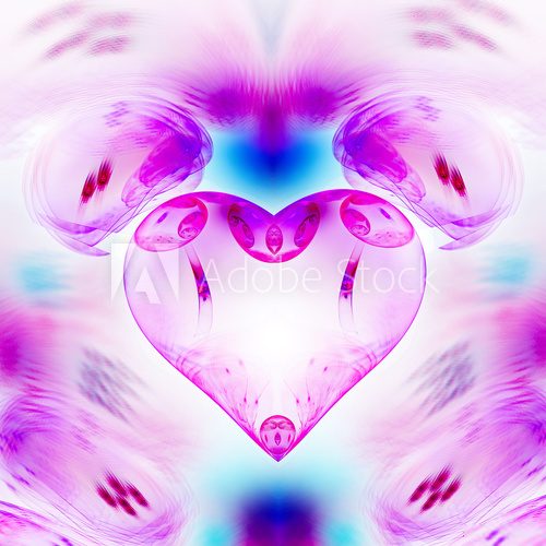 Fototapeta Abstract image. Mysterious psychedelic relaxation heart. Sacred geometry. Valentine. Fractal Wallpaper pattern desktop. Digital artwork creative graphic design.