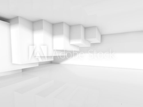 Fototapeta Abstract white interior intersected cubes 3d