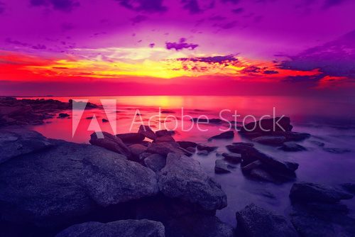 Fototapeta Beautiful sunset over sea