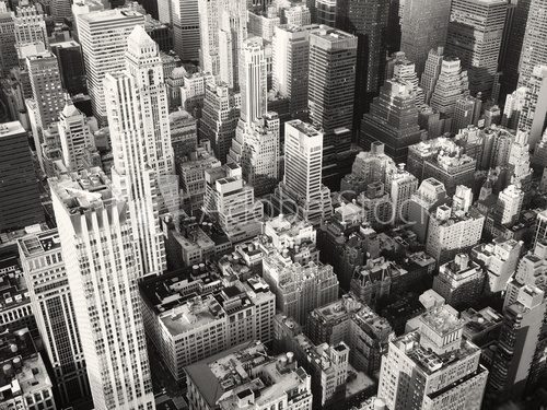 Fototapeta Black and white view of midtown New York City