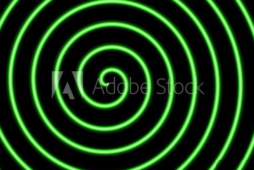 Fototapeta black background with a neon green spiral