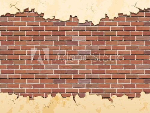 Fototapeta brick wall and cracked concrete