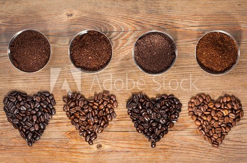 Fototapeta Coffee Beans and Ground Coffee