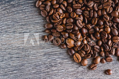 Fototapeta Coffee Beans On Wood Background