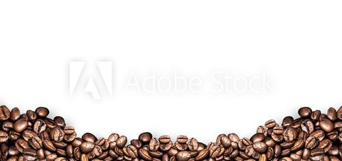 Fototapeta coffee beans white background