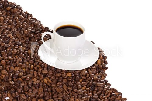 Fototapeta cup with coffee and beans