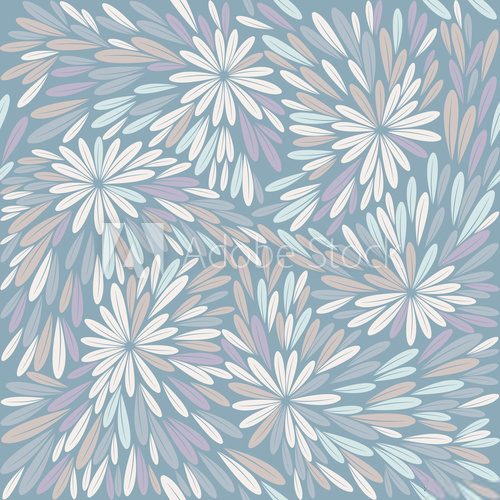 Fototapeta Decorative seamless pattern with colorful flowers and leaves for