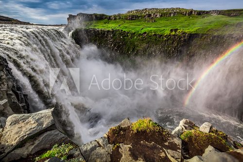 Fototapeta Dettifoss waterfall with rainbow in Iceland