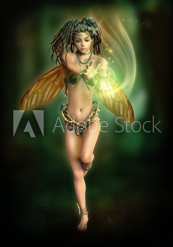 Fototapeta Fairy with a shining Ball, 3d CG