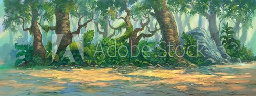 Fototapeta forest background painting