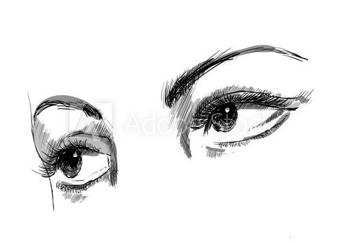 Fototapeta Hand drawing eyes on a white background. Vector illustration