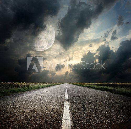 Fototapeta Highway and the moon