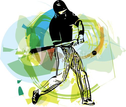 Fototapeta Illustration of baseball player playing
