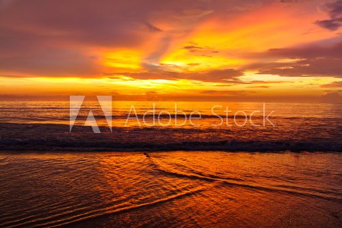 Fototapeta Orange sunset on the andaman sea, Thailand