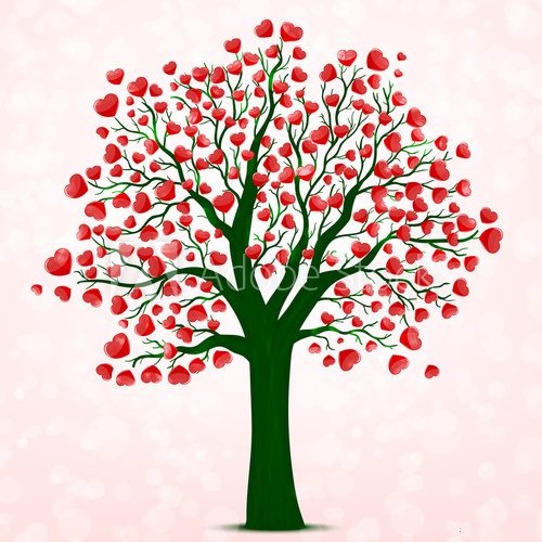 Fototapeta Red hearts tree vector