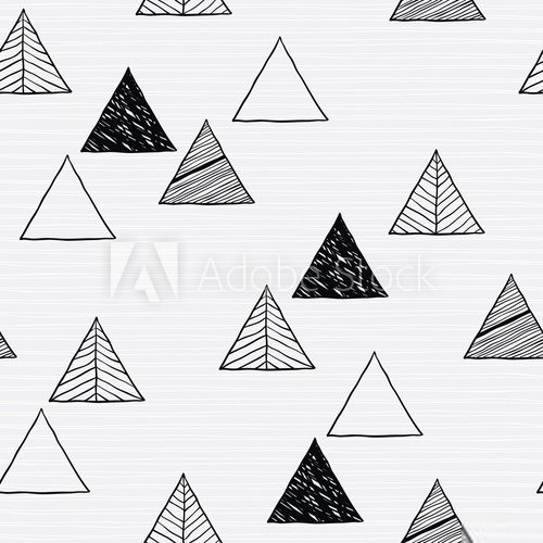 Fototapeta Seamless hand-drawn triangles pattern.