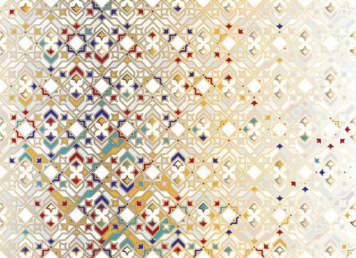 Fototapeta Seamless Islamic ornamental Background in color. Islamic ornamental colorful detail of mosaic. arabic, east ornament, indian ornament, persian motif, 3D. Ramadan Kareem gold greeting card, banner