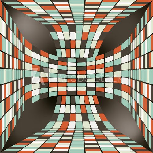Fototapeta seamless pattern with 3D ribbon consisting of tiles