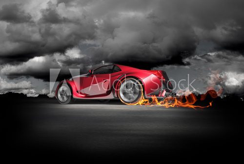 Fototapeta Sports car burnout. Original car design.