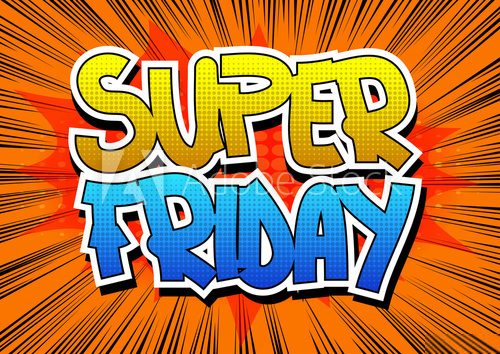 Fototapeta Super Friday - Comic book style word on abstract background.