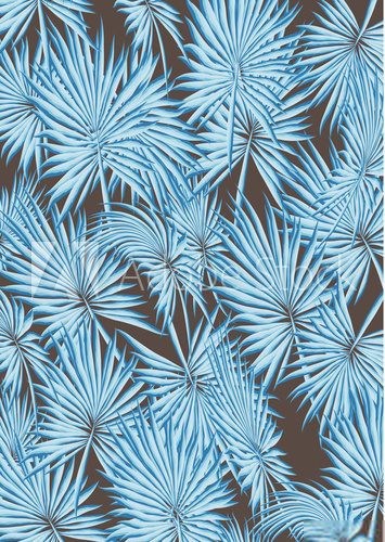 Fototapeta Tropical Palm Leaves and Flowers Background. Exotic Texture. Floral Wallpaper