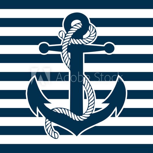 Fototapeta Vintage Anchor and Striped Background