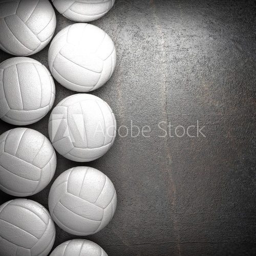 Fototapeta Volleyball ball and metal wall background