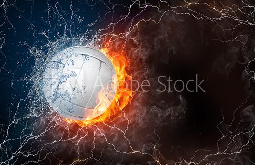 Fototapeta Volleyball ball in fire and water