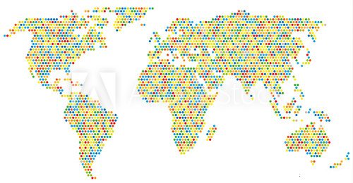 Fototapeta Weltkarte aus bunten Kreisen