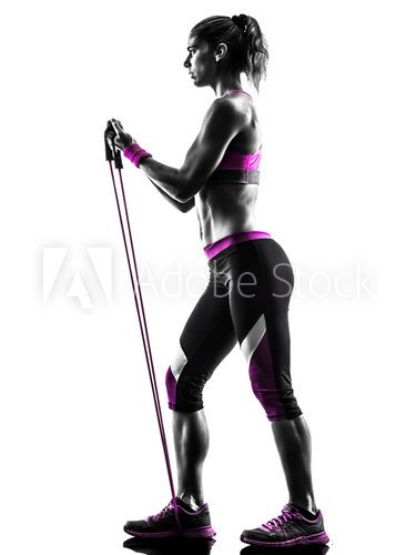 Fototapeta woman fitness resistance bands silhouette