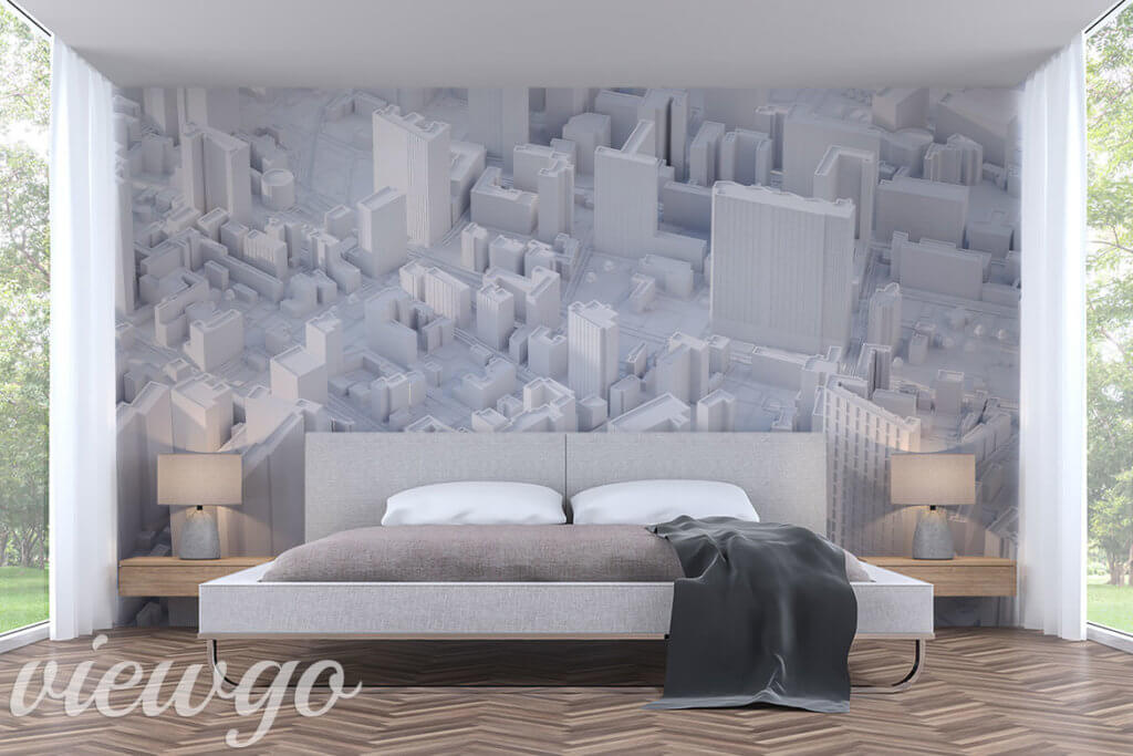 Fototapeta "Miasto w trójwymiarze" - Fototapety 3D do sypialni