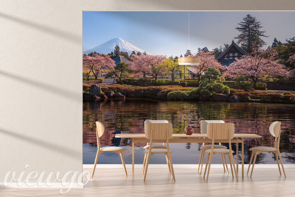 Fototapeta "Park Sakura na tle Fuji" - Fototapety do jadalni