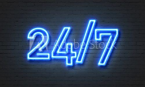 Fototapeta 24/7 open concept neon sign