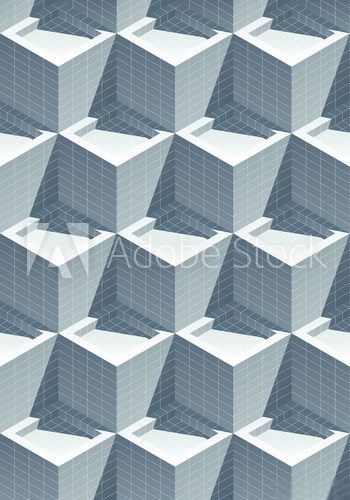 Fototapeta 3D effect realistic tiled cubes with shadows. Modern pattern. Vector.