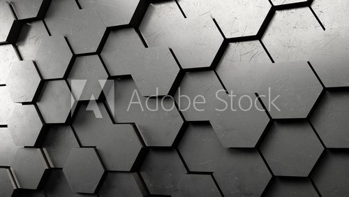 Fototapeta 3D Hexagon Hintergrund aus Metall