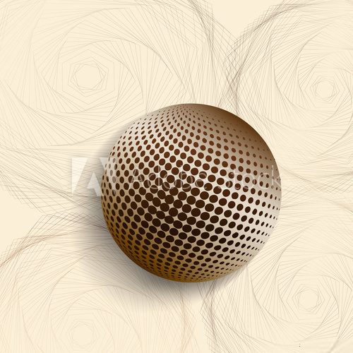 Fototapeta 3d illustration with golden sphere and the stylized roses. Vector abstract background.