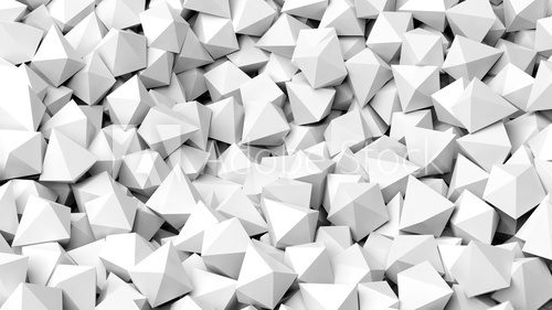 Fototapeta 3D white polyhedrons pile abstract background