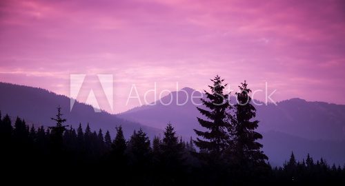 Fototapeta A beautiful colorful sunset in Tatra mountains. Decorative look