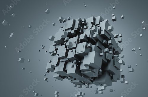 Fototapeta Abstract 3D Rendering of Chaotic Cubes.