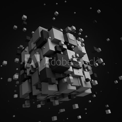 Fototapeta Abstract 3D Rendering of Chaotic Cubes.