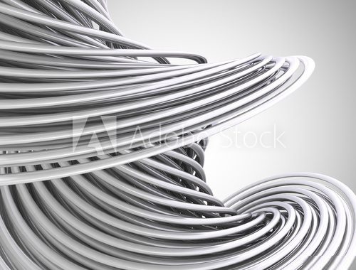 Fototapeta Abstract 3d swirl form made of metal tubes