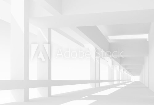 Fototapeta Abstract architecture 3d background with perspective view of whi