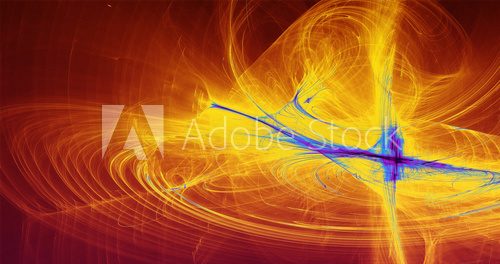 Fototapeta Abstract Background Lines Curves And Particles Blue Yellow Red