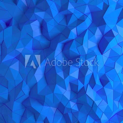 Fototapeta Abstract blue 3D geometric polygon facet background mosaic made by edgy triangles