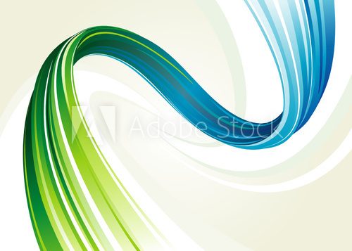 Fototapeta Abstract blue and green flowing background. Layered.