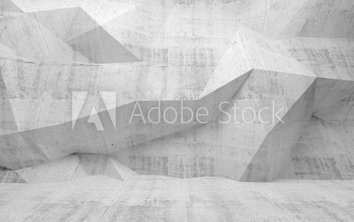 Fototapeta Abstract dark concrete 3d interior with polygonal pattern on the