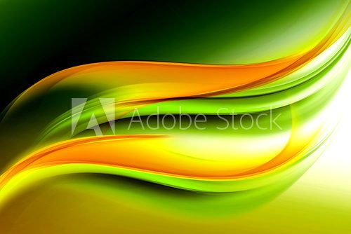 Fototapeta abstract green yellow wave background