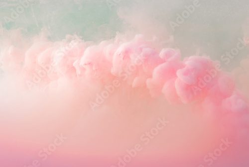 Fototapeta Abstract pastel pink color paint with pastel blue background.. Fluid composition with copy space. Minimal natural luxury.
